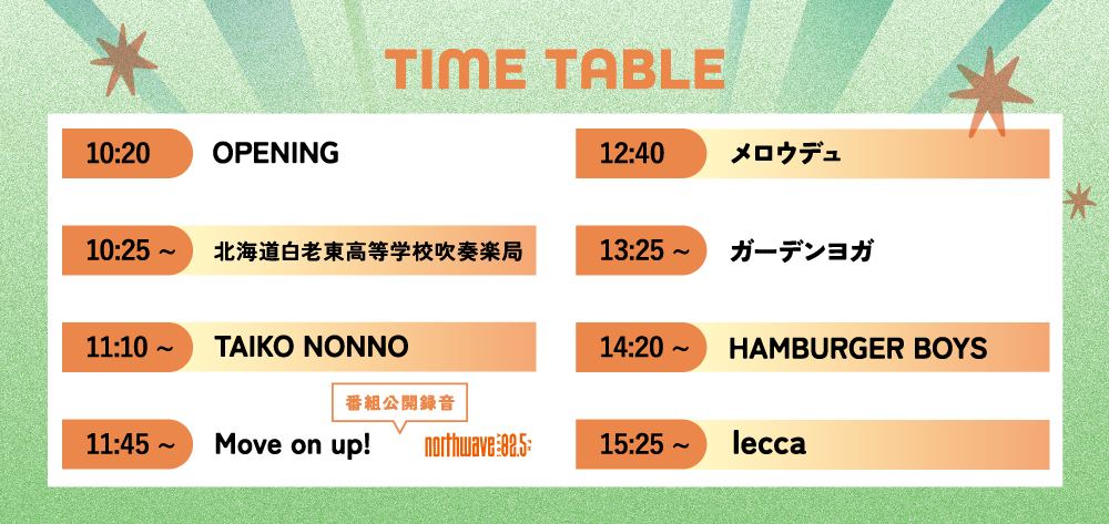 北の音楽祭タイムテーブル